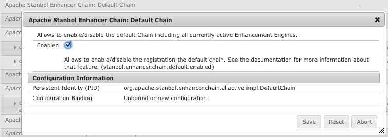 DefaultChain Configuration